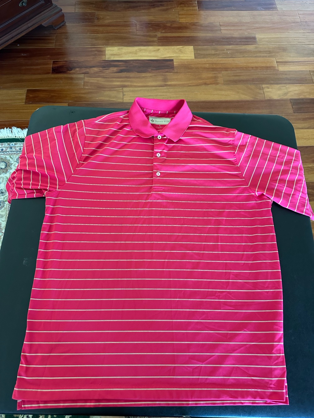 Donald Ross Men's Pink Striped Polo Shirt Size XL